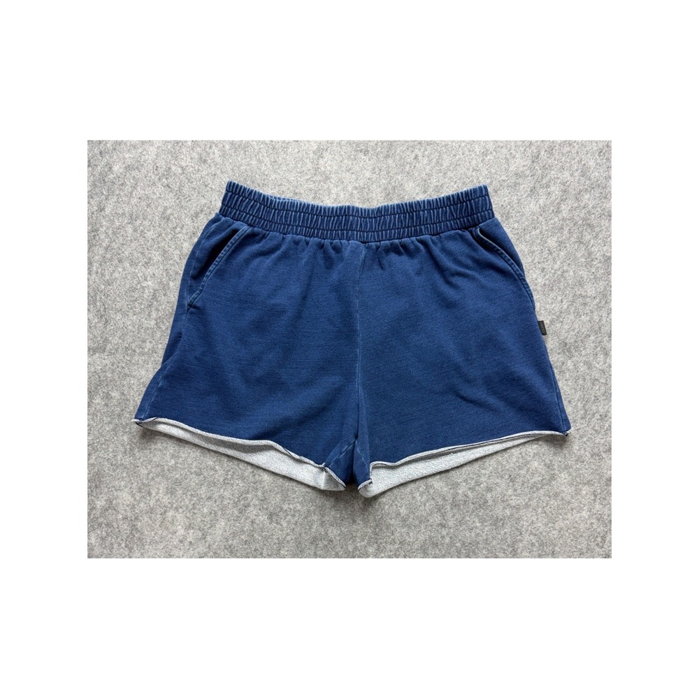 Fabletics Navy Blue French Terry Sweat Shorts Womens Raw Hem Pockets Large